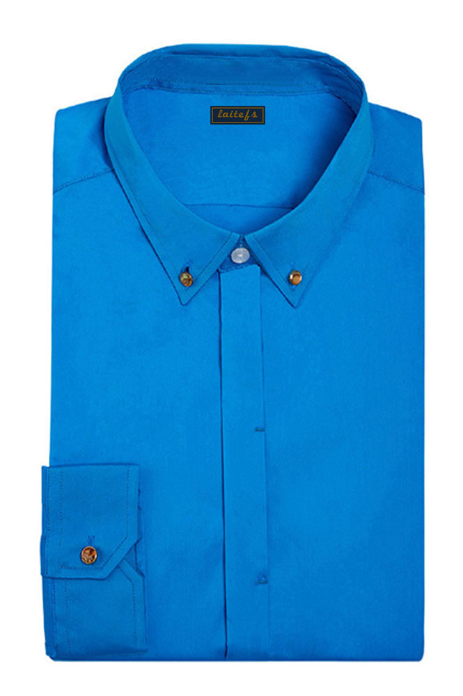 藍(lán)色純棉長袖襯衫定制