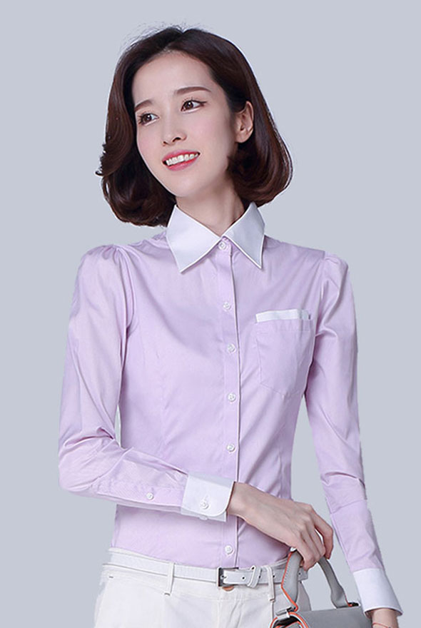 白領(lǐng)女士修身長(zhǎng)袖襯衫定制