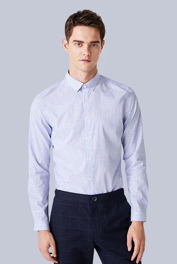 男士條紋商務(wù)襯衫定制款