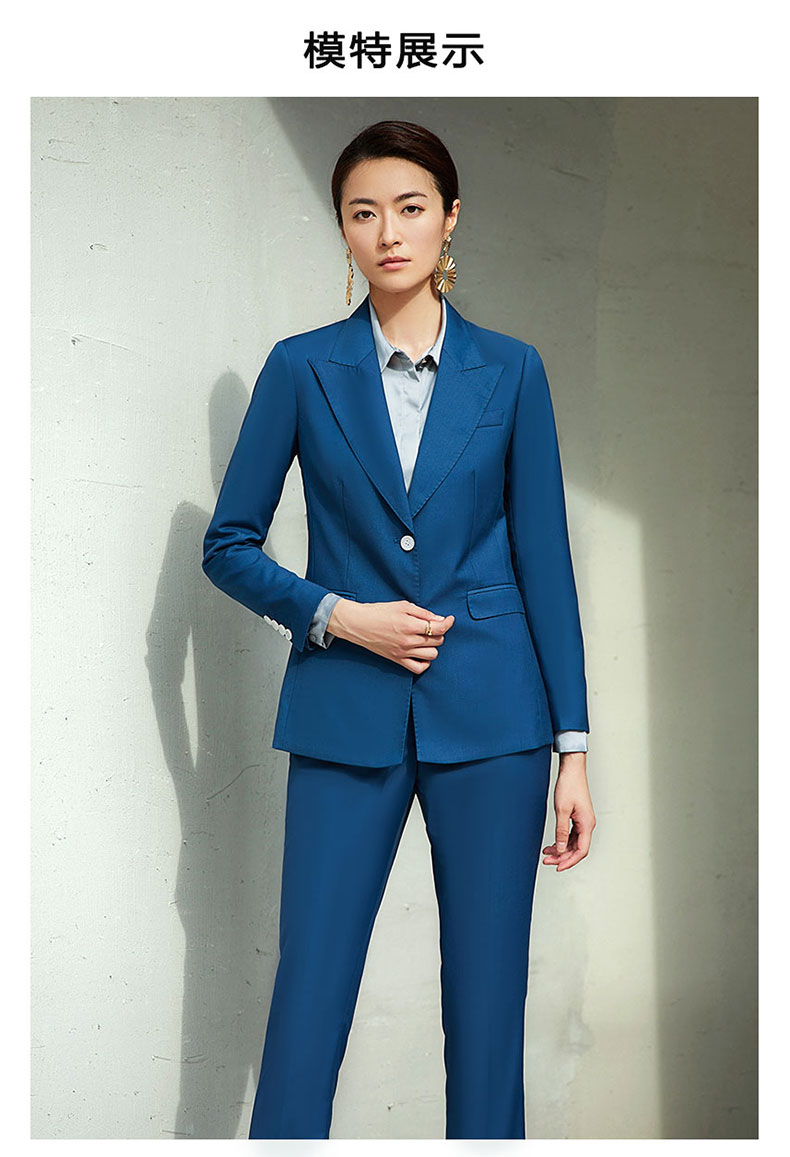 女士孔雀藍西服款式圖