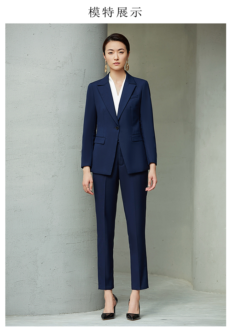 女款藍色職業西服圖片